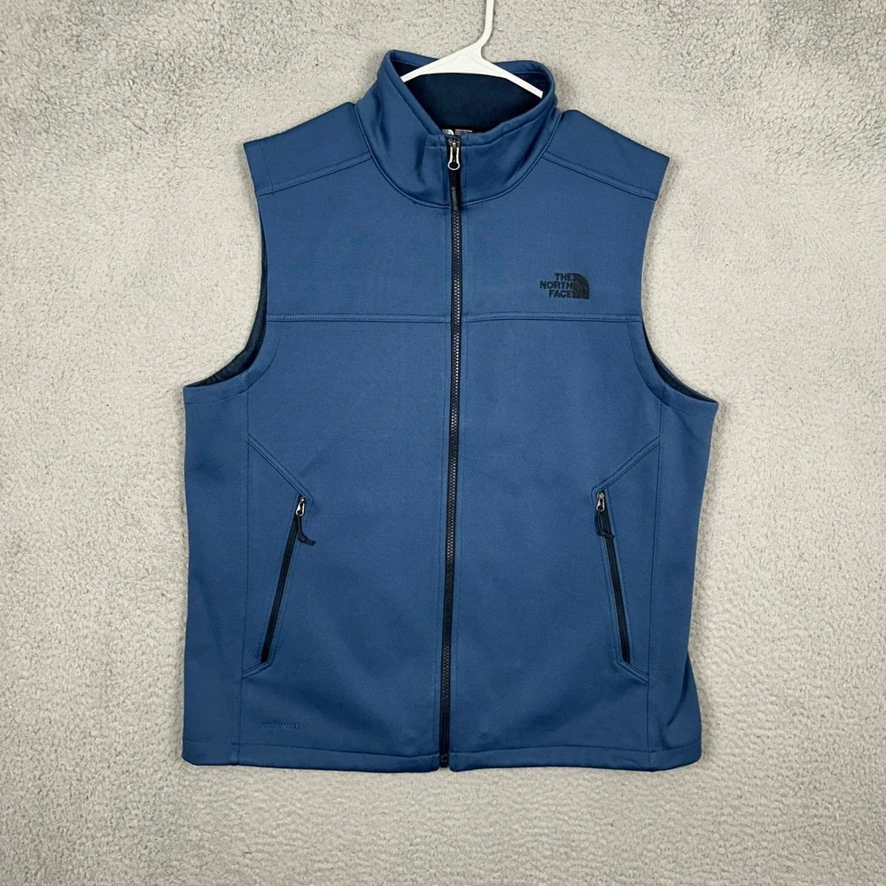 The North Face Vest Mens Large WindWall Softshell Blue Full Zip Sleeveless EUC